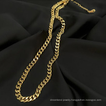 Thick wide cuban link choker necklace stainless steel women gold chain
